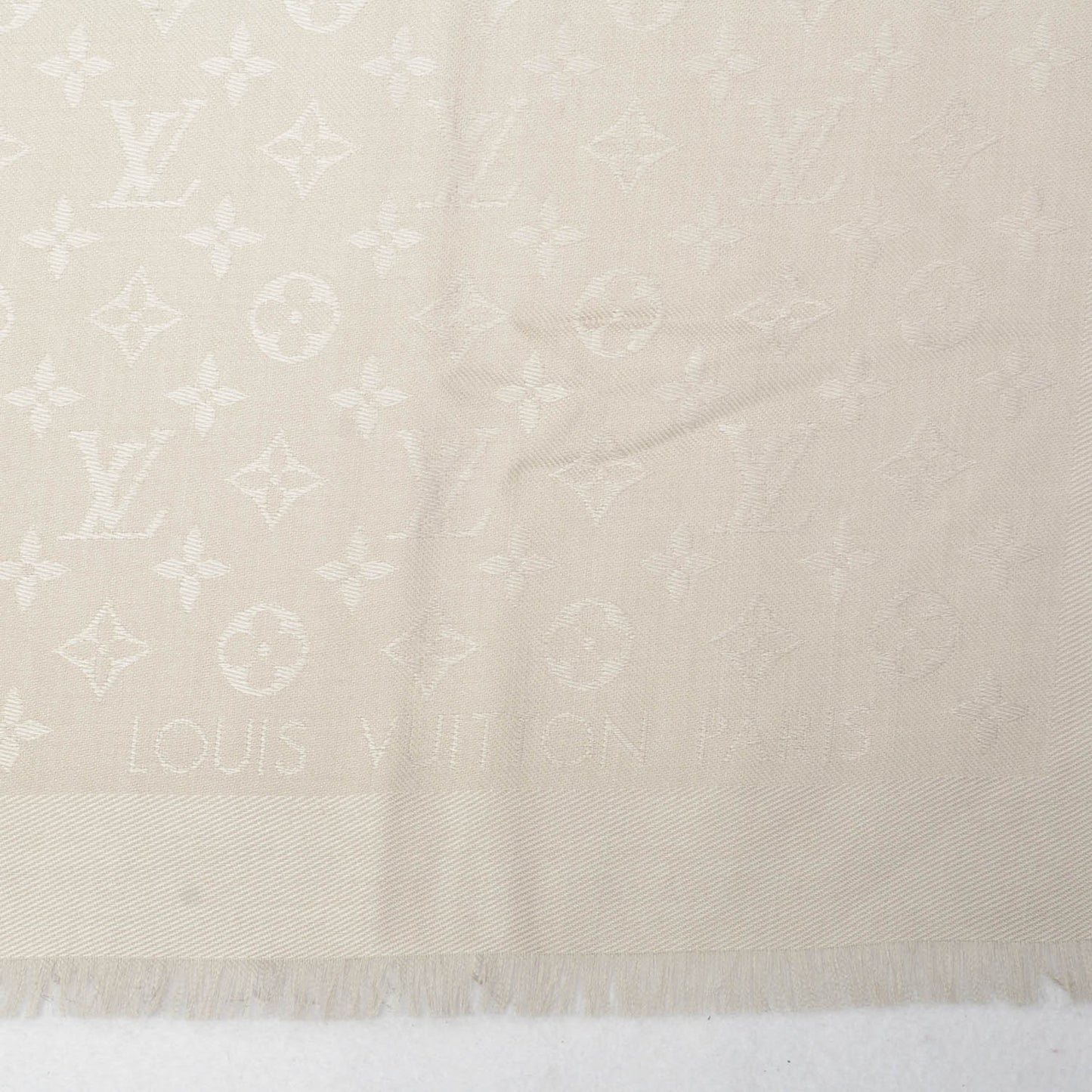 Silk Wool Monogram Shawl Beige