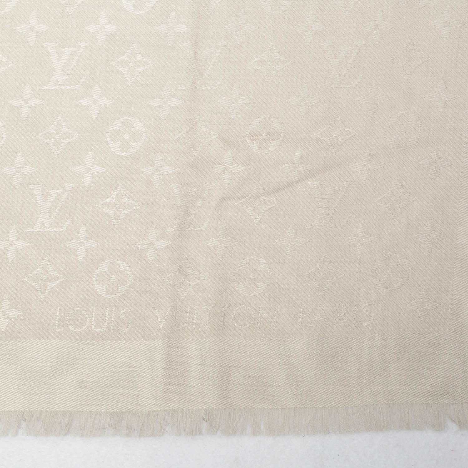 Louis Vuitton Silk Wool Monogram Shawl Beige 4 of 5