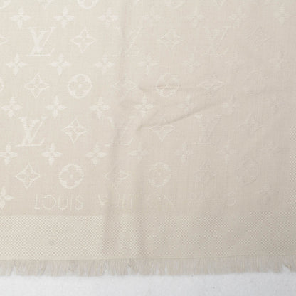 Louis Vuitton Silk Wool Monogram Shawl Beige 4 of 5