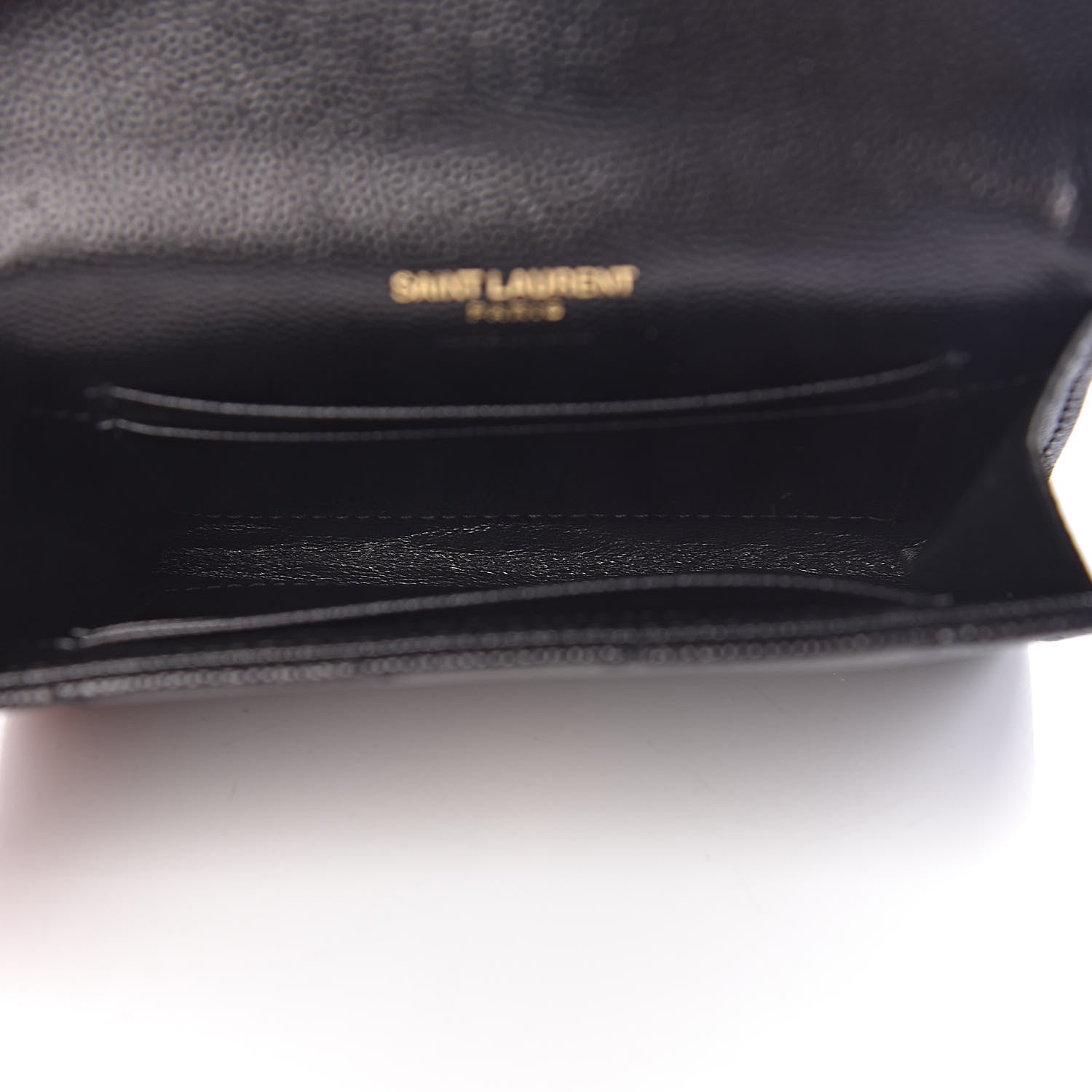Saint Laurent Grain De Poudre Matelasse Chevron Small Monogram Envelope Wallet Black 5 of 7
