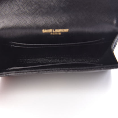Saint Laurent Grain De Poudre Matelasse Chevron Small Monogram Envelope Wallet Black 5 of 7