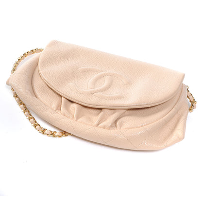 Chanel Caviar Half Moon Wallet On Chain Bag Beige 4 of 9