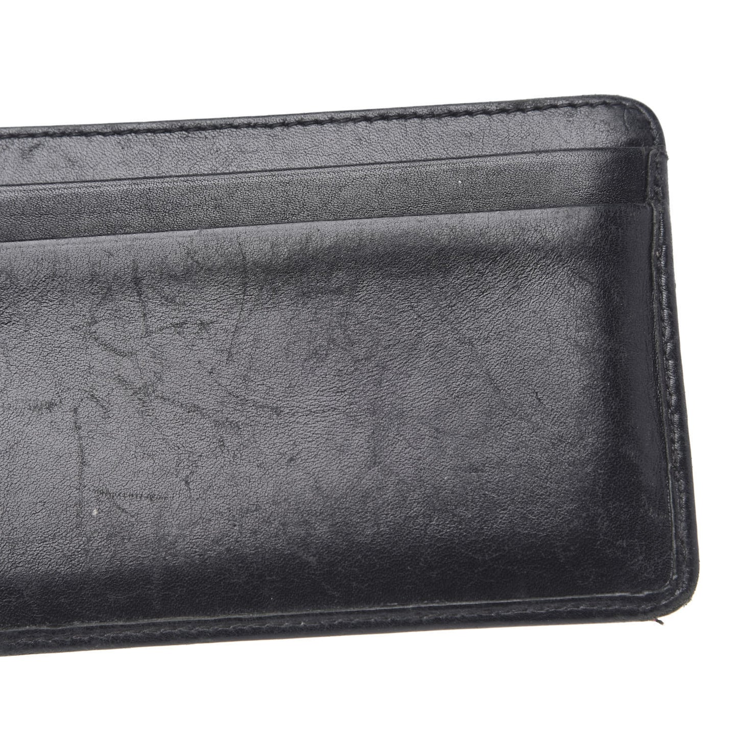 Calfskin Quilted Cambon Card Holder Black White