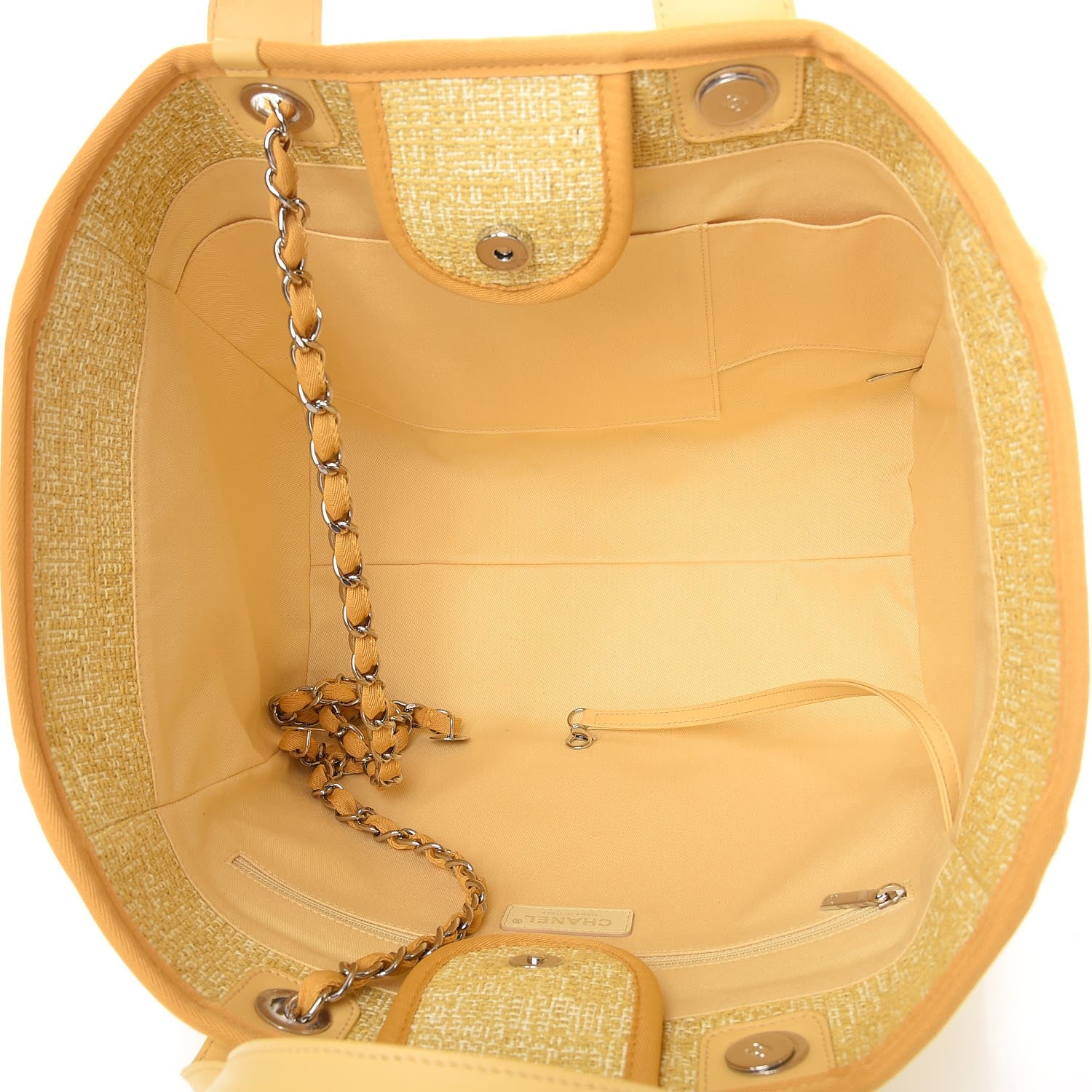 Chanel Canvas Medium Deauville Tote Light Yellow 6 of 9