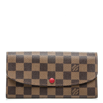 Louis Vuitton Damier Ebene Emilie Wallet Red 1 of 7