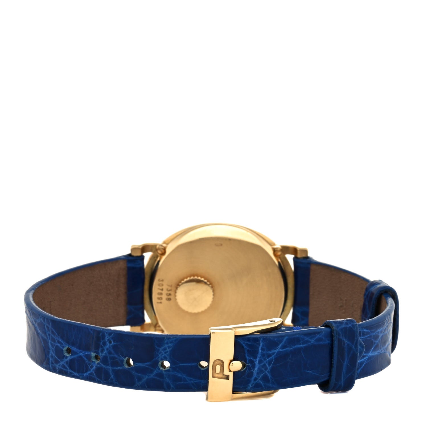 Piaget 18K Yellow Gold Alligator Lapis Lazuli 24.5mm Quartz Watch Blue 3 of 5