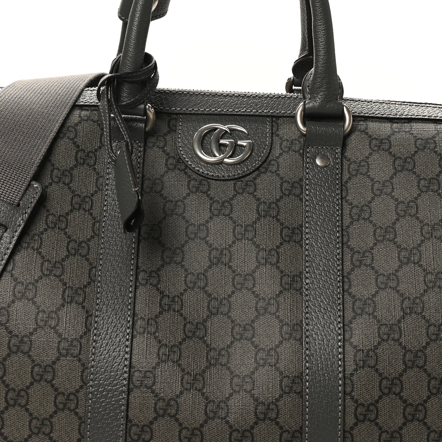 Gucci GG Supreme Monogram Textured Dollar Calfskin Medium Savoy Duffle Bag Grey Black Graphite Grey 7 of 11