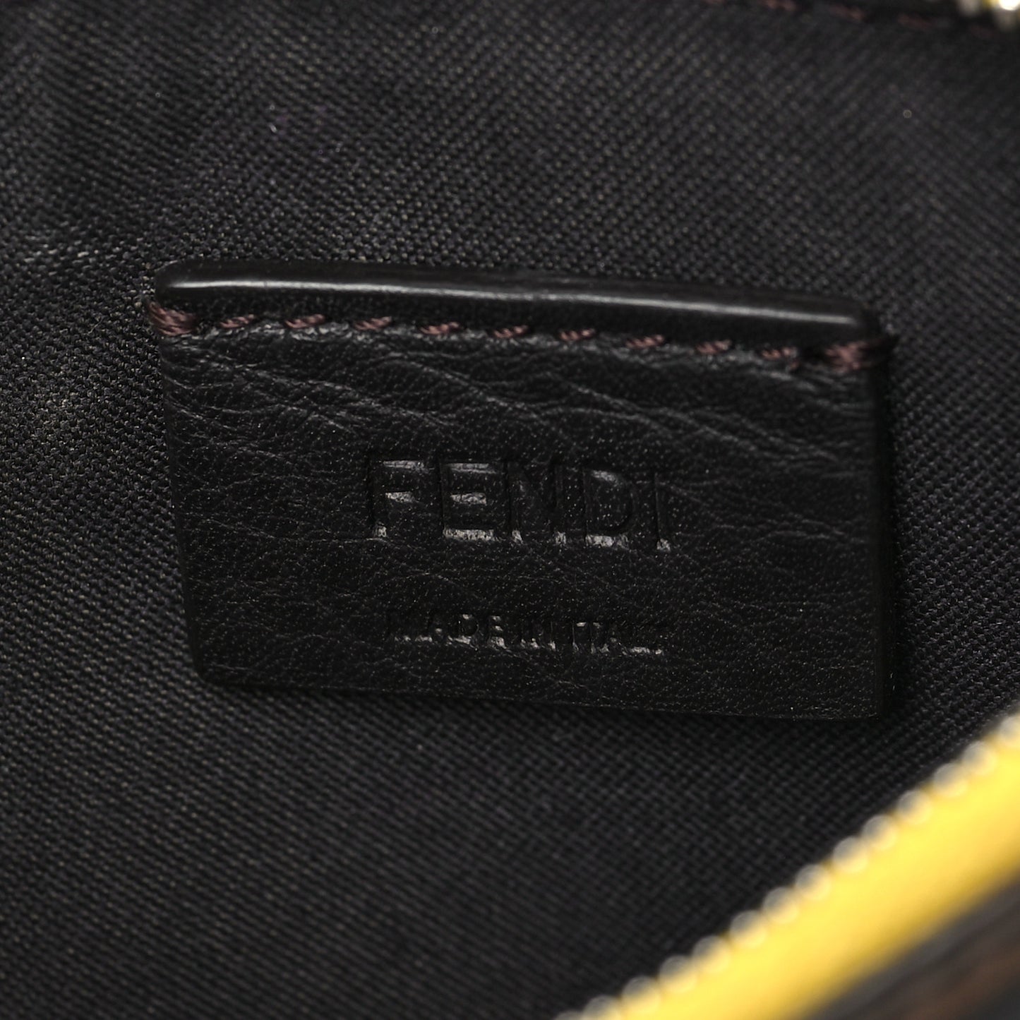 Vitello Cruise F is Fendi Bi-Color FF 1974 Embossed Key Case Pouch Maya Black Sunflower