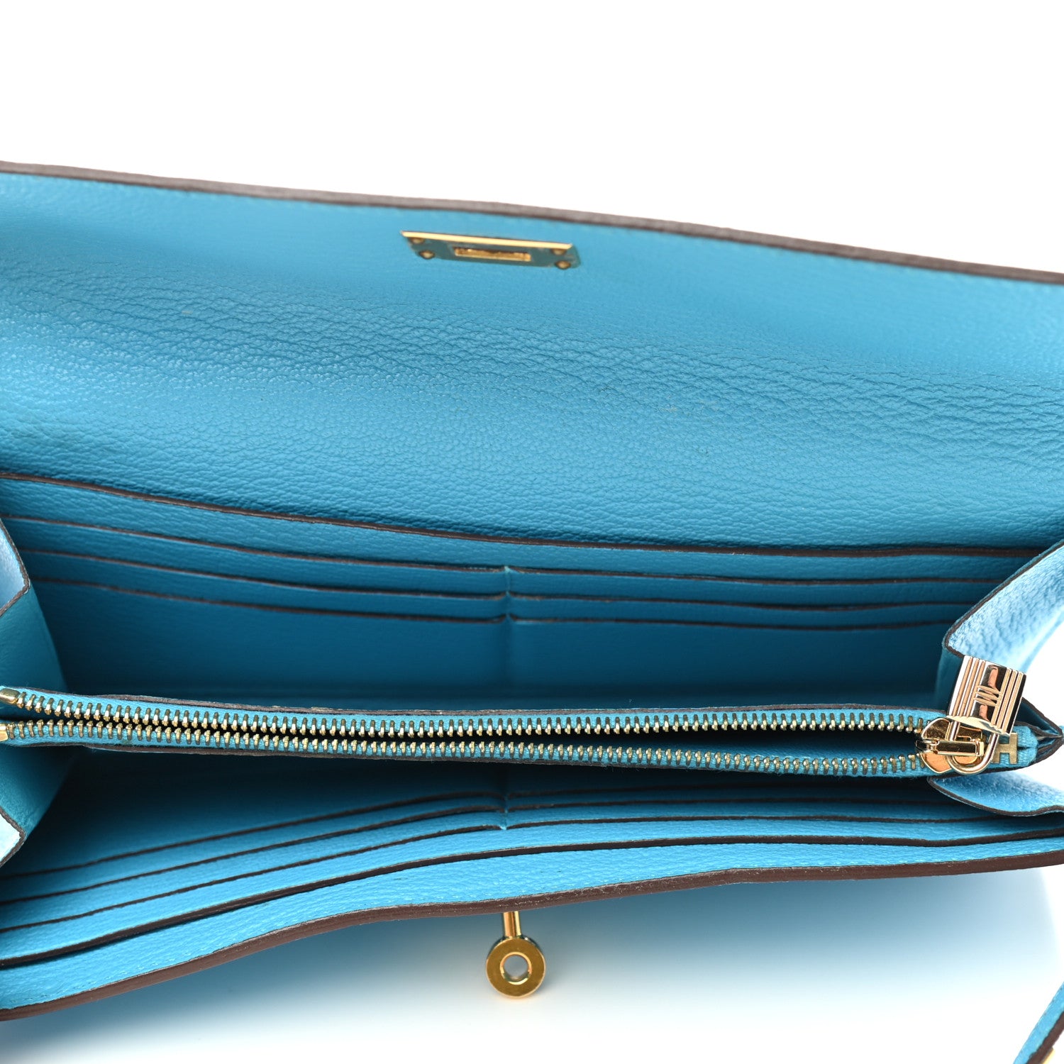Hermes Chevre Mysore Kelly Longue Wallet Bleu Azteque 5 of 7
