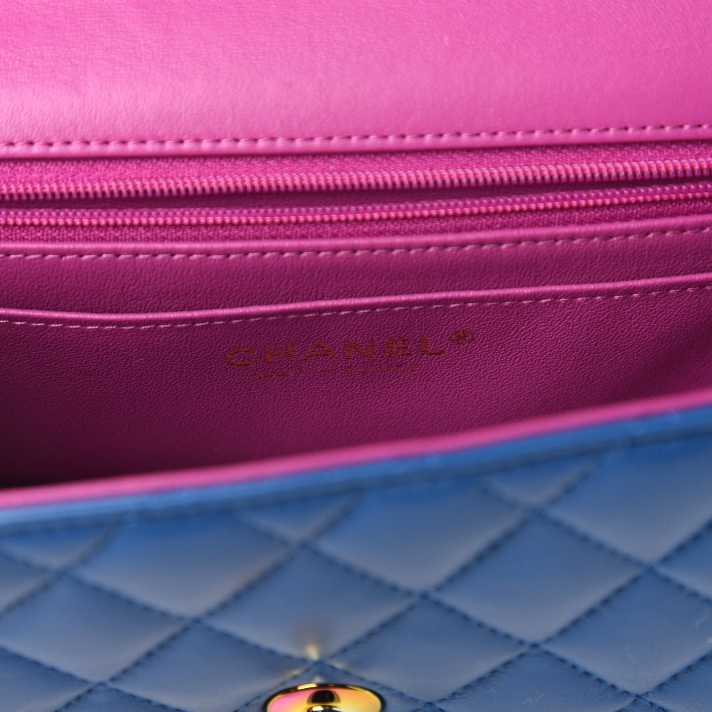 Lambskin Quilted Mini Rectangular Flap Blue Purple