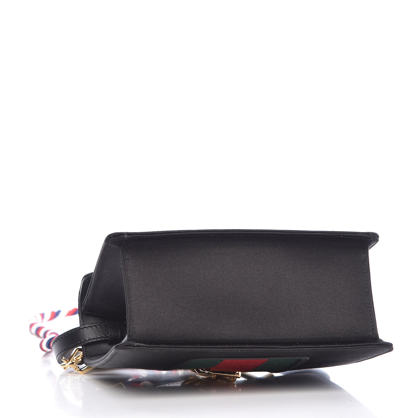 Satin Crystal Mini Sylvie Top Handle Bag Black