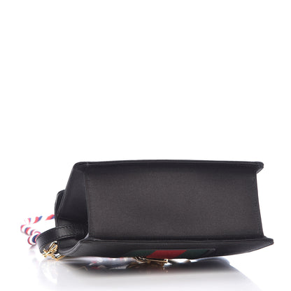 Gucci Satin Crystal Mini Sylvie Top Handle Bag Black 5 of 17