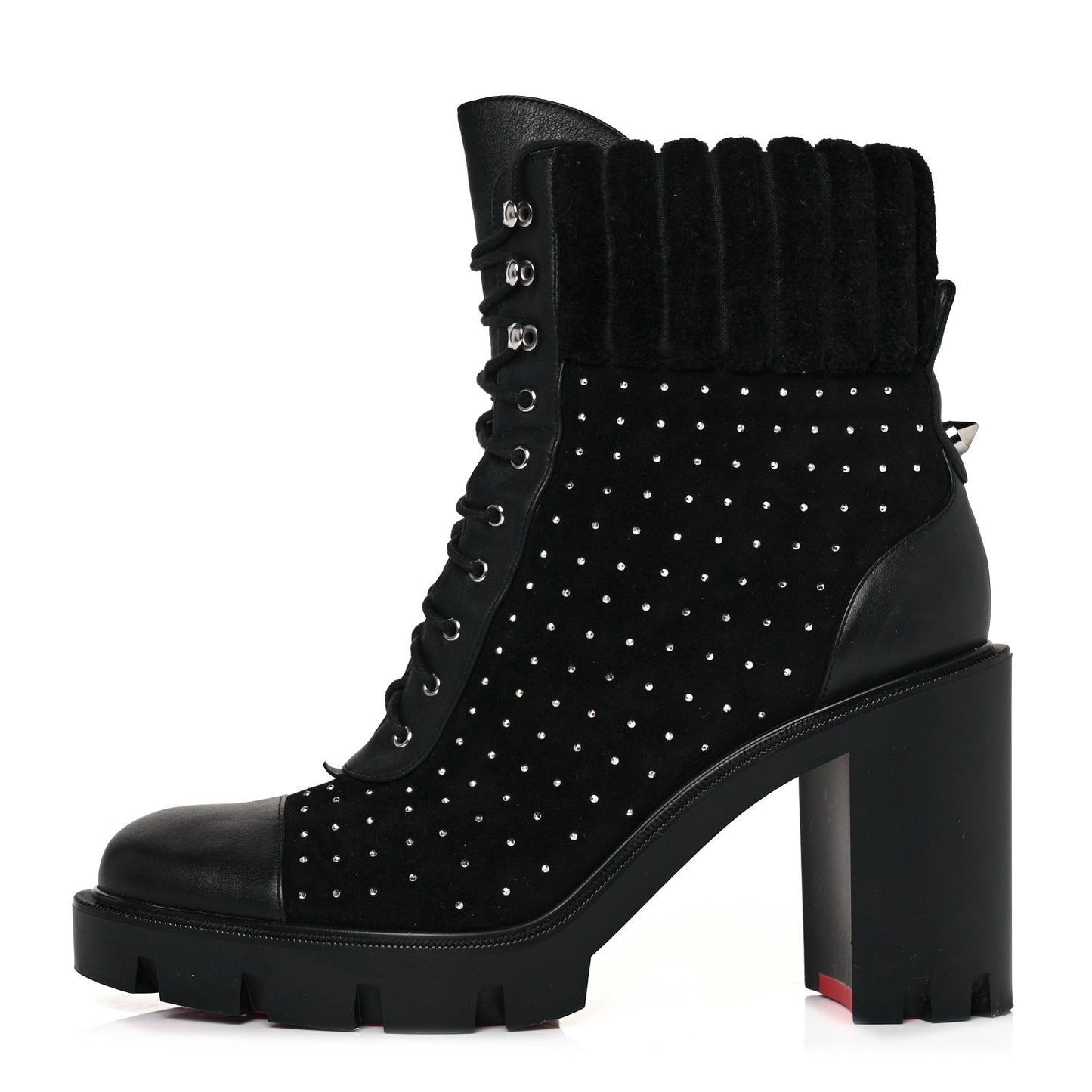 Calfskin Studded Dakita Lug 70 Boots 38 Black