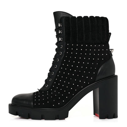 Christian Louboutin Calfskin Studded Dakita Lug 70 Boots 38 Black 1 of 7