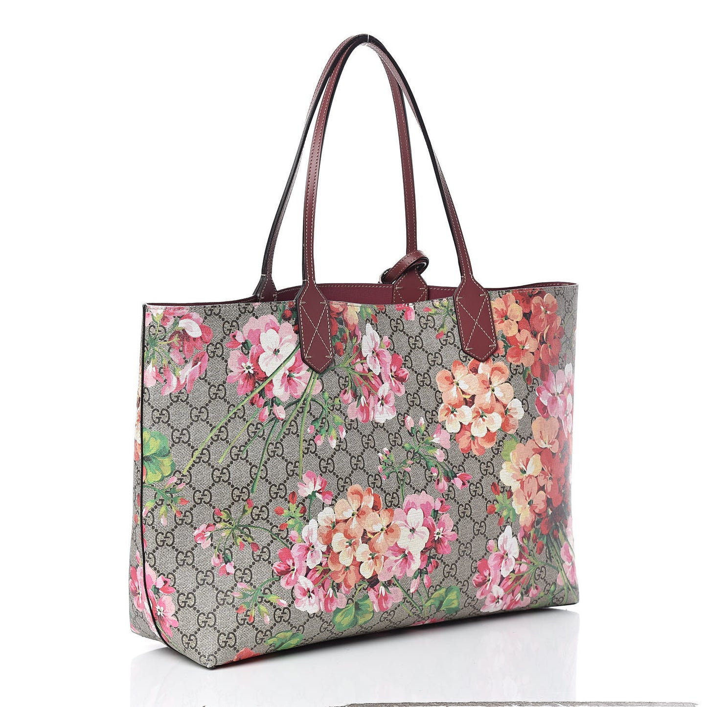 GG Supreme Monogram Blooms Medium Reversible Tote Beige Multicolor Dry Rose