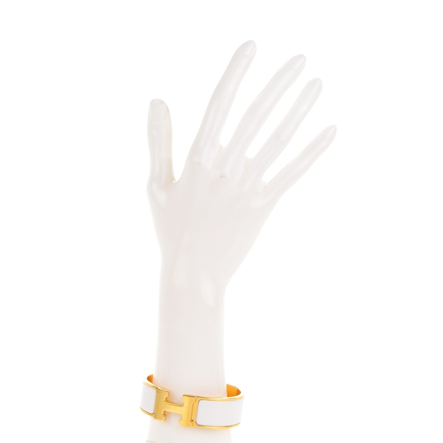 Hermes Enamel Wide Clic Clac H Bracelet PM White 2 of 5