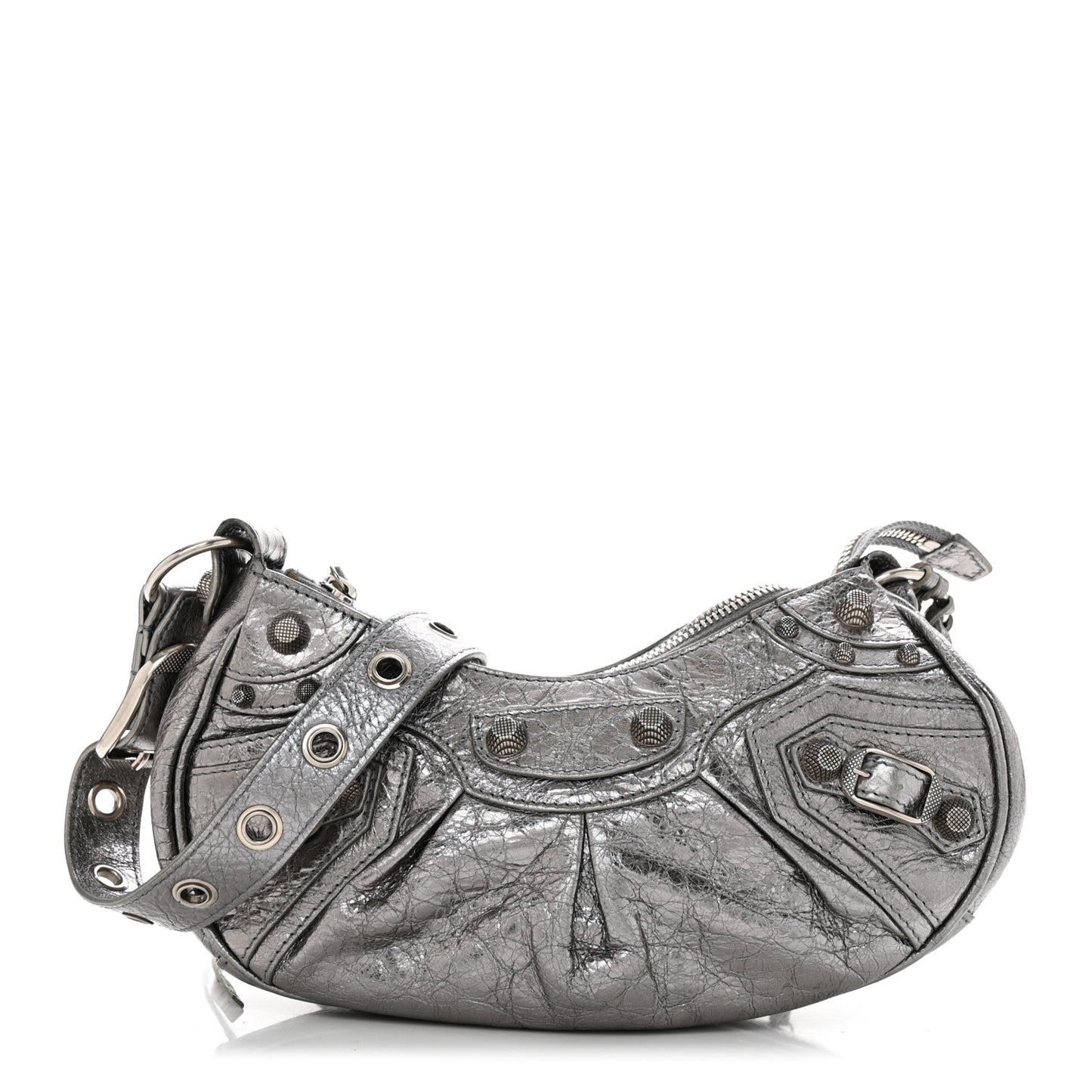 Metallic Agneau Arena Le Cagole Shoulder Bag XS Silver