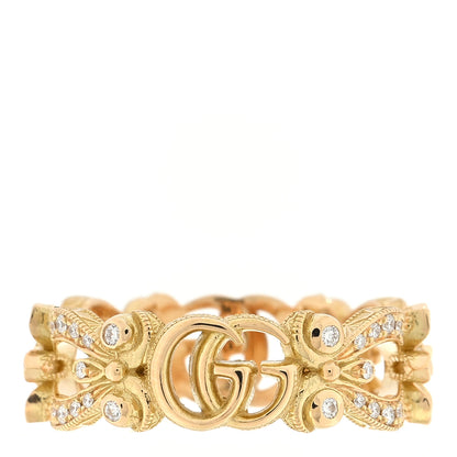 Gucci 18K Yellow Gold Diamond Flora Ring 50 5.25 3 of 4