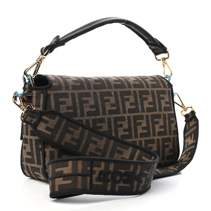 Fendi Fabric Jacquard FF 1974 Medium Baguette Tobacco Moro Black 3 of 8