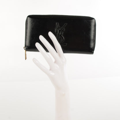 Saint Laurent Textured Patent Monogram Belle De Jour Zip Around Wallet Black 2 of 9