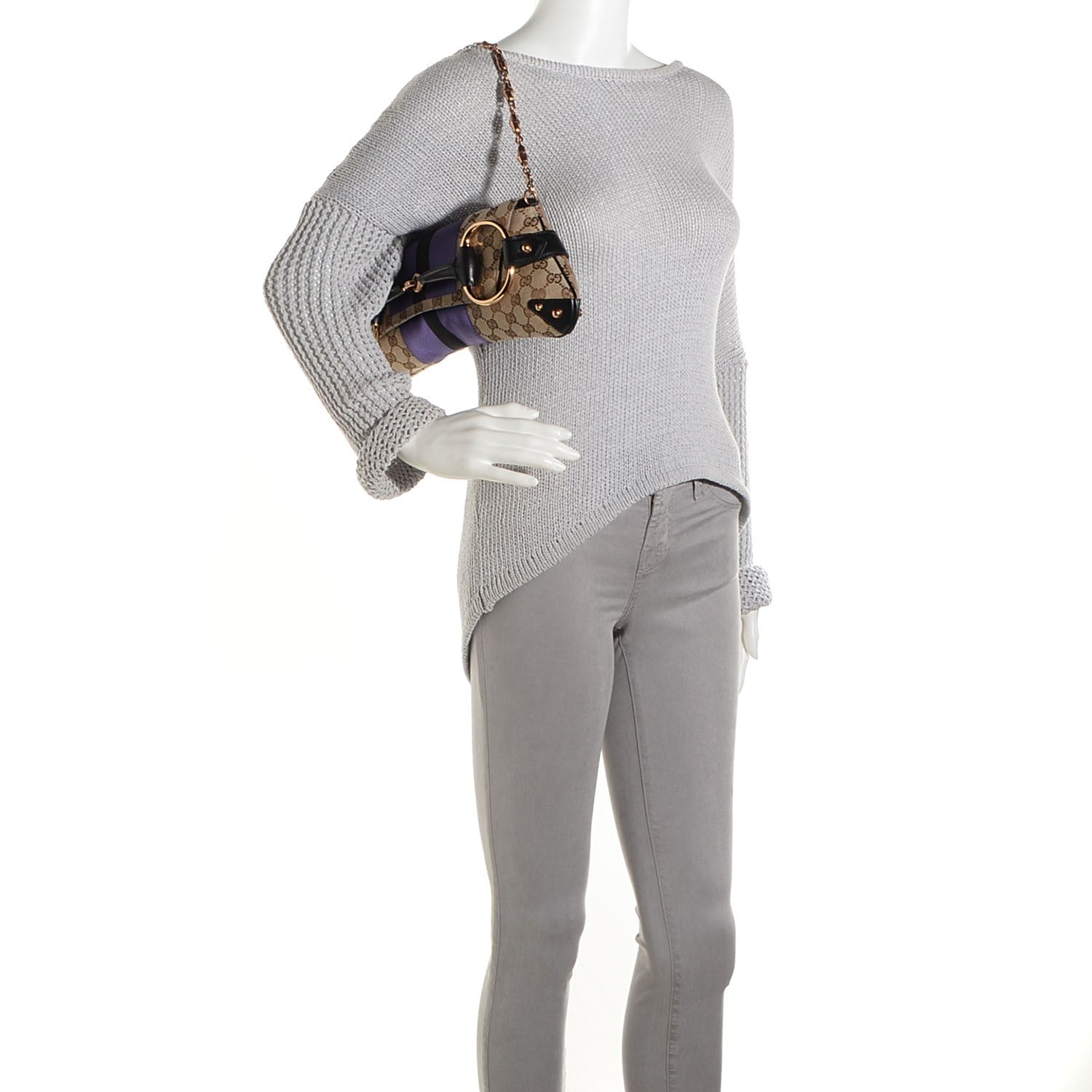 Gucci Monogram Horsebit Web Clutch Purple 2 of 7