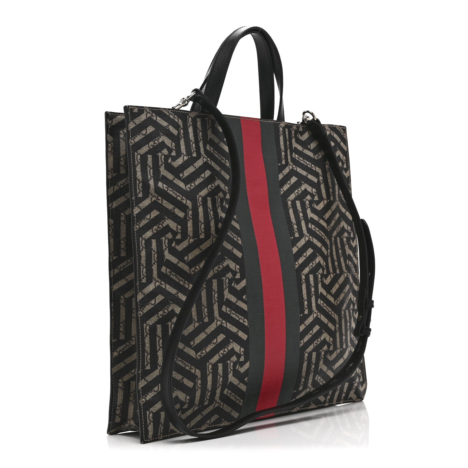 Gucci GG Supreme Monogram Caleido Web Vertical Tote Black 3 of 12