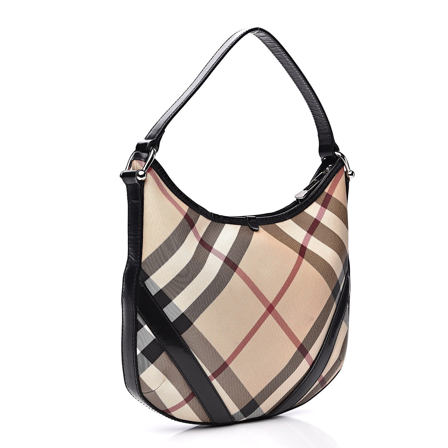 Burberry Supernova Check Buckle Hobo Black 3 of 18
