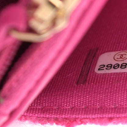 Chanel Wool Tweed Lambskin Quilted Chanel 19 Wallet On Chain WOC and Coin Purse Fuchsia 9 of 13