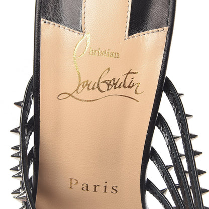 Christian Louboutin Kid Studded Marthaspike 100 Slide Sandals 39 Black Silver 8 of 9