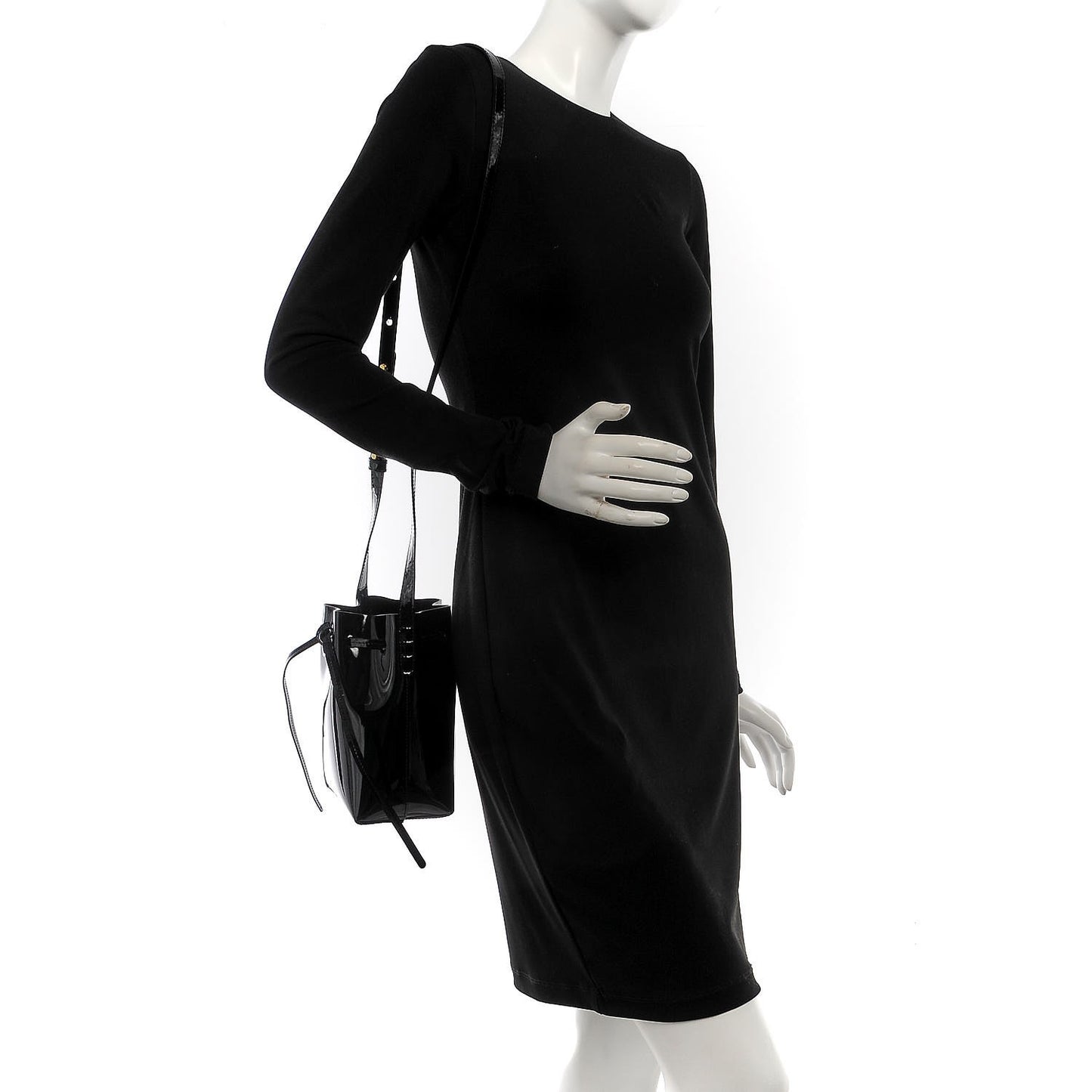 Patent Calfskin Mini Mini Bucket Bag Black