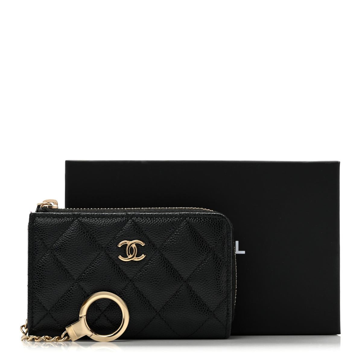Chanel Caviar Quilted Zipped Key Holder Case Black 10 of 10