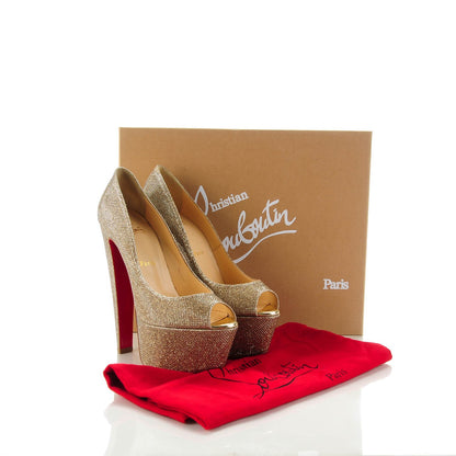 Christian Louboutin Glitter Fabric Altareva 160 Pumps 38.5 Gold 7 of 7