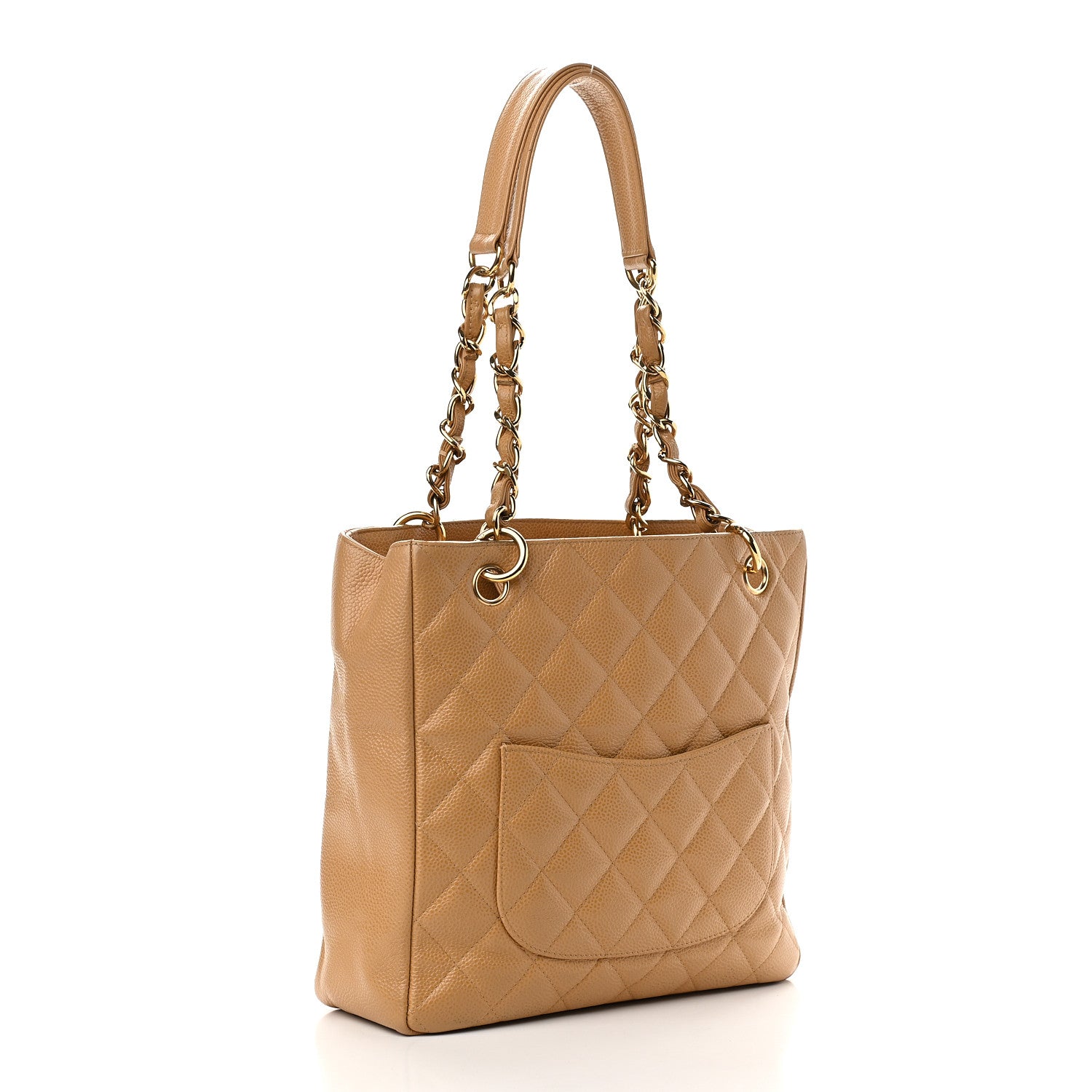 Chanel Caviar Quilted Petit Shopping Tote PST Beige 3 of 9