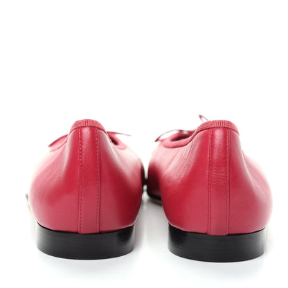Chanel Lambskin Cap Toe CC Ballerina Flats 39.5 Pink Black 7 of 11
