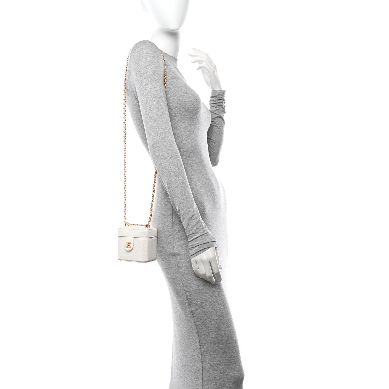 Chanel Lambskin Quilted Vanity Clutch With Chain White 2 of 11