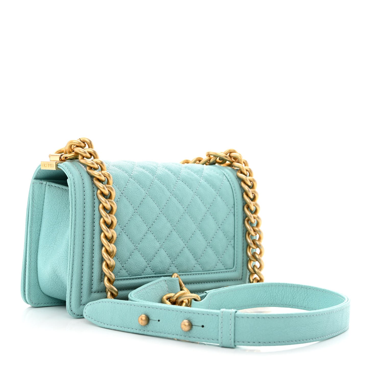 Caviar Quilted Small Boy Flap Light Blue