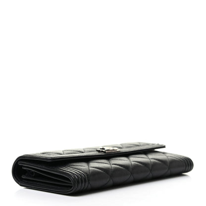Chanel Calfskin Quilted Large Boy Gusset Flap Wallet Black 4 of 10