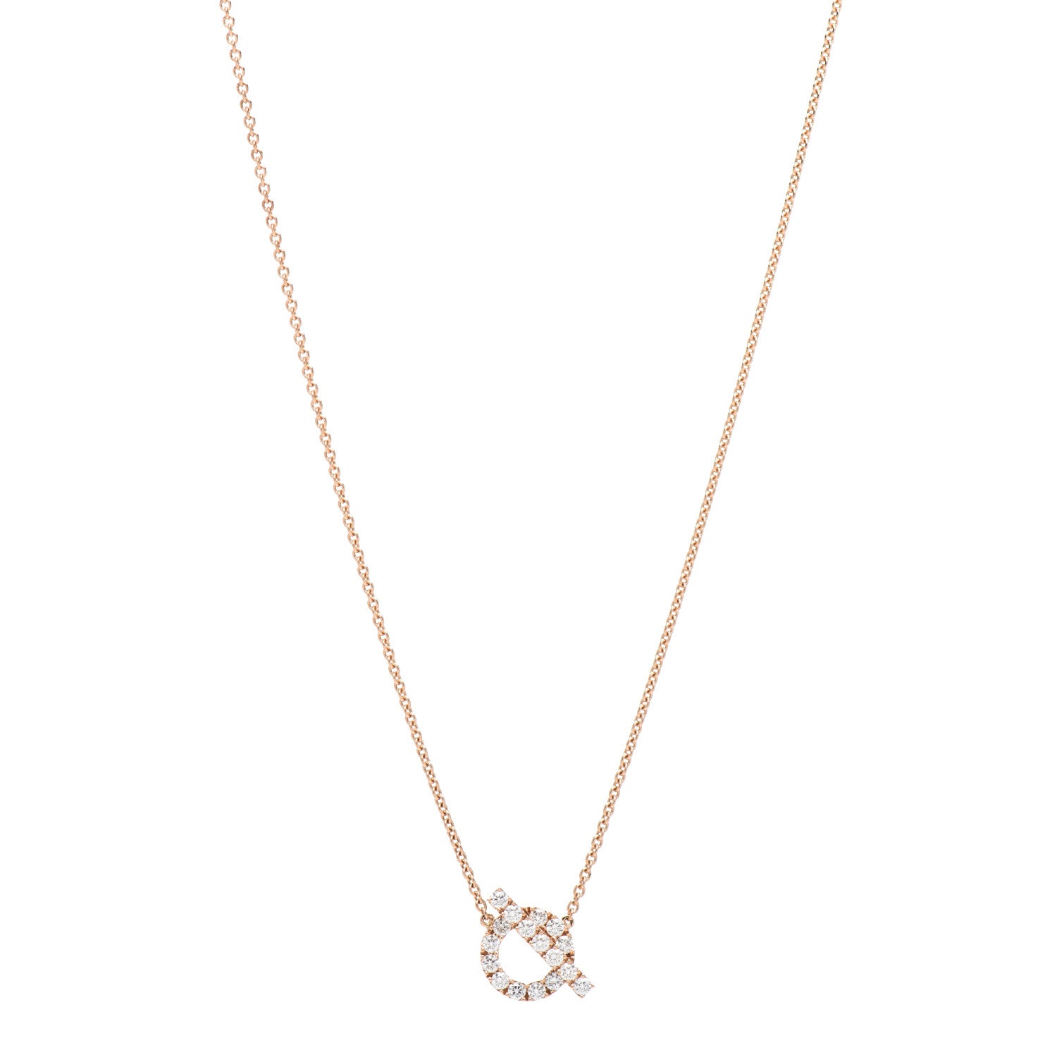 Hermes 18K Rose Gold Diamond Finesse Pendant Necklace 1 of 5