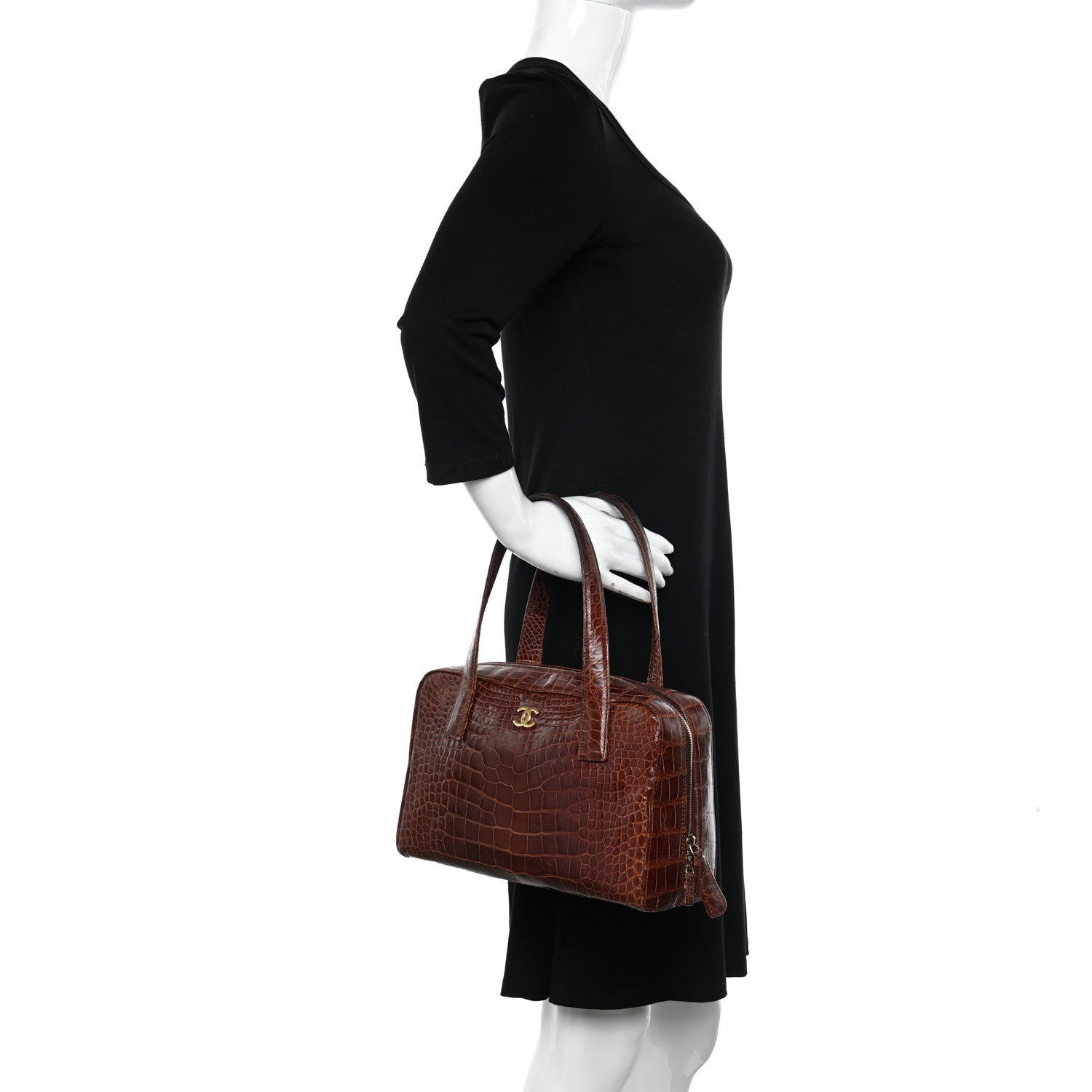 Chanel Alligator Bowler Bag Brown 2 of 12