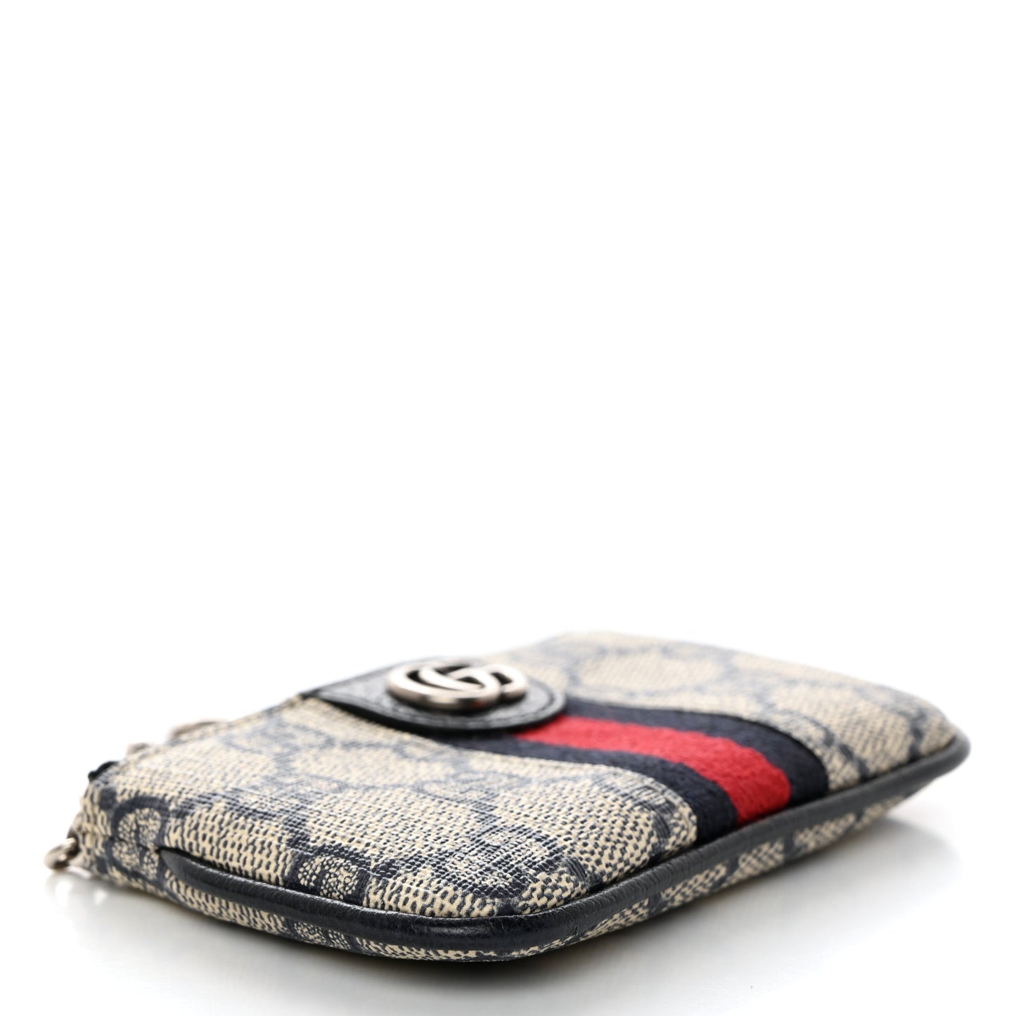 GG Supreme Monogram Web Ophidia Key Case Beige Blue