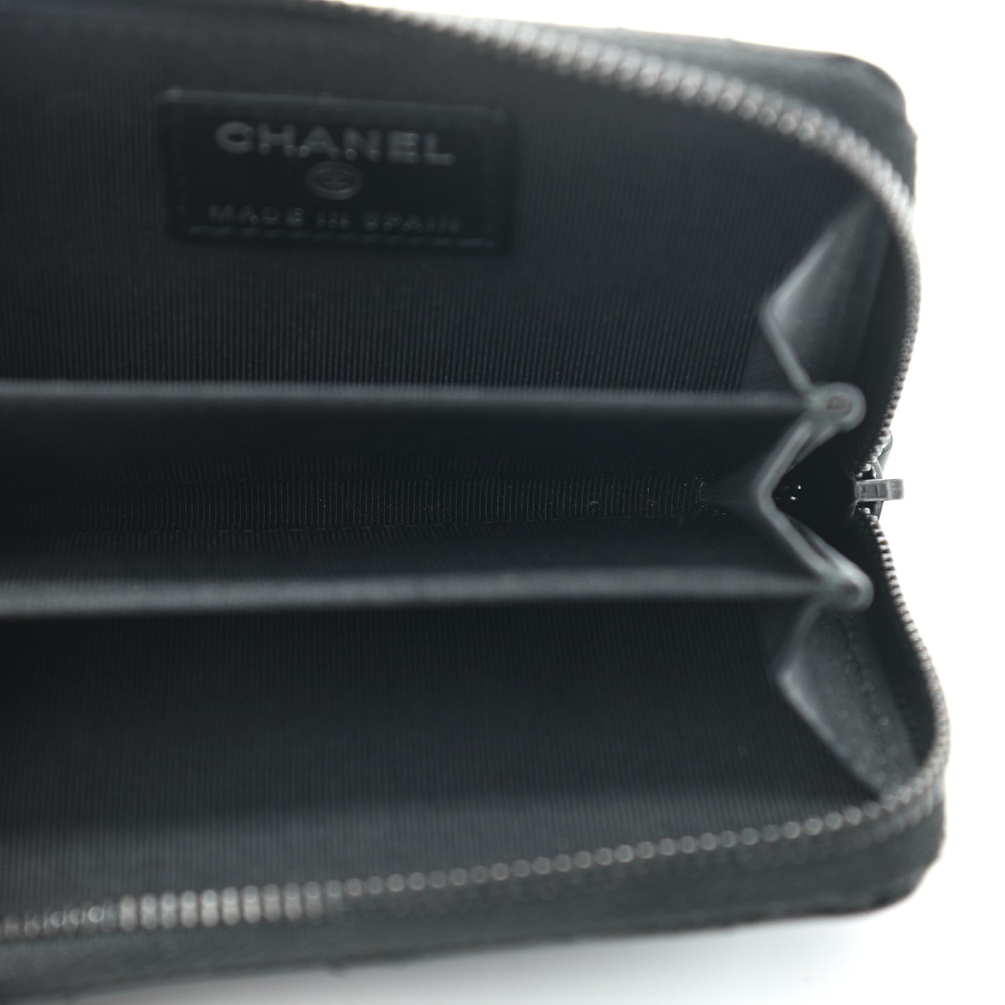 Aged Calfskin Quilted Zip Coin Purse So Black
