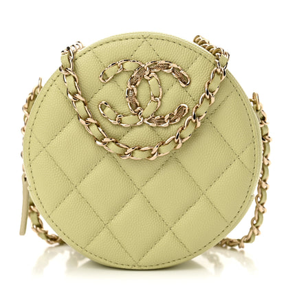 Chanel Caviar Quilted French New Wave Round Clutch With Chain Light Green 1 of 11