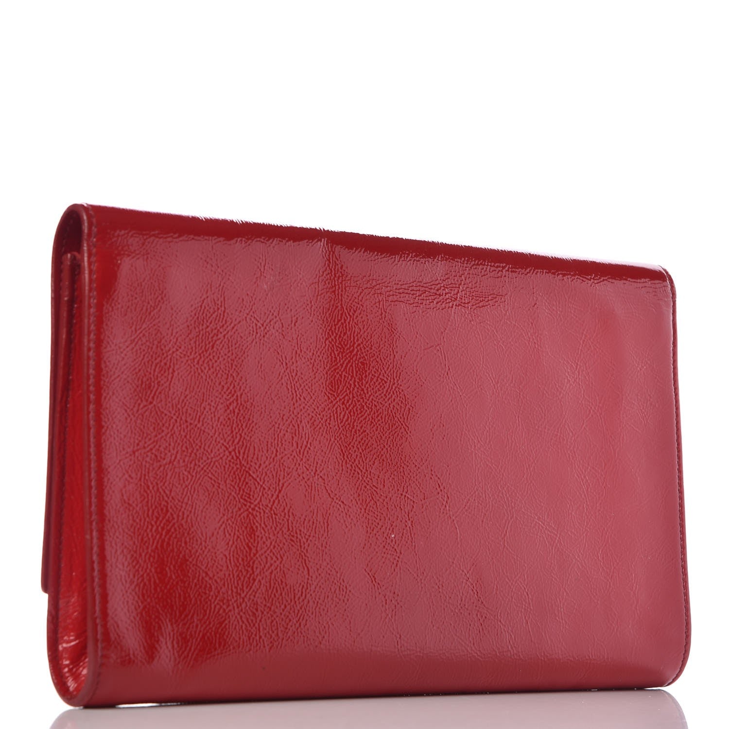 Saint Laurent Textured Patent Monogram Large Belle De Jour Clutch Red 3 of 15