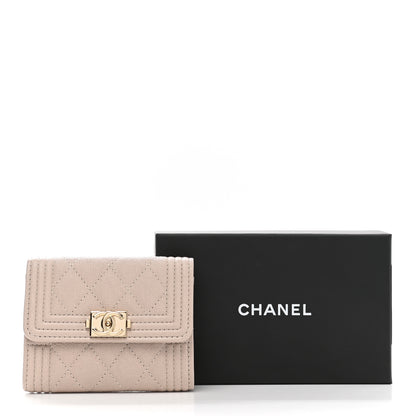 Chanel Caviar Quilted Boy Card Holder Wallet Beige 9 of 9
