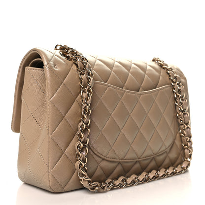 Chanel Iridescent Caviar Quilted Medium Double Flap Dark Beige 3 of 11