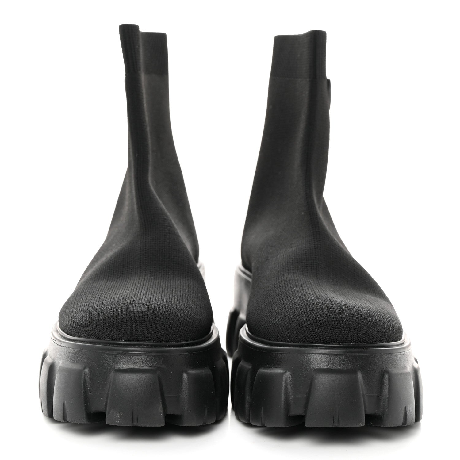 Prada Knit Rubber Triangle Logo Monolith 55mm Ankle Boots 38 Black 2 of 7