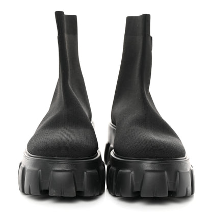 Prada Knit Rubber Triangle Logo Monolith 55mm Ankle Boots 38 Black 2 of 7