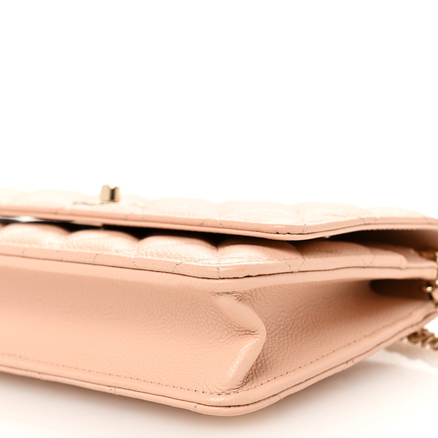 Caviar Quilted Bow Wallet On Chain WOC Light Beige