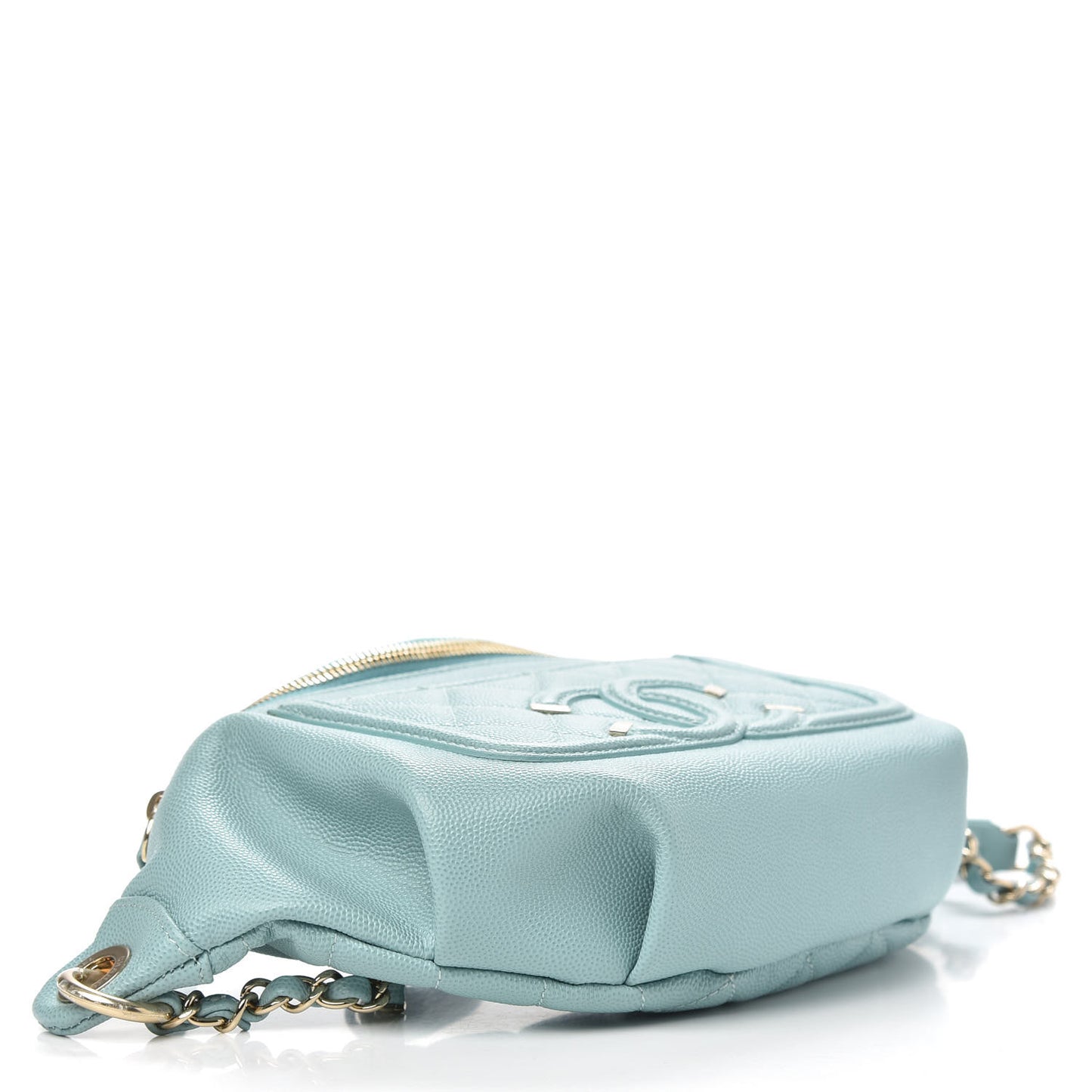Caviar Quilted Filigree Waist Bag Light Blue