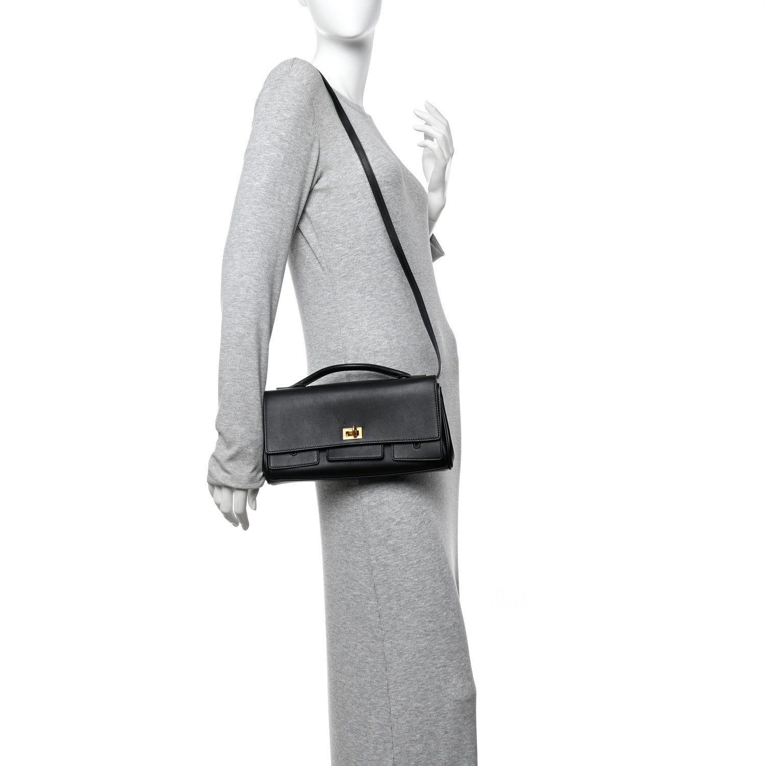 Balenciaga Smooth Calfskin Small Bel Air Clutch On Strap Black 2 of 12